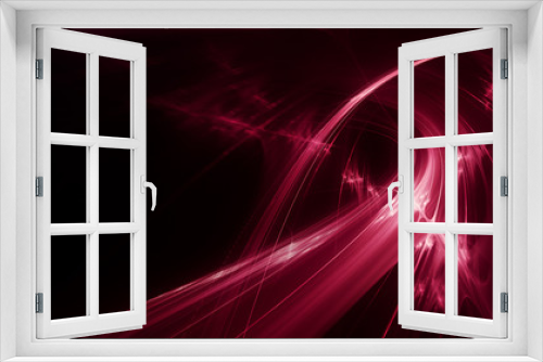 Fototapeta Naklejka Na Ścianę Okno 3D - Abstract red background element on black. Fractal graphics 3d Illustration. Three-dimensional composition of glowing lines and motion blur traces. Movement and innovation concept.