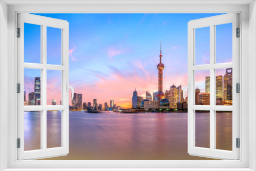 Fototapeta Naklejka Na Ścianę Okno 3D - Shanghai skyline and modern urban buildings at sunrise,China.