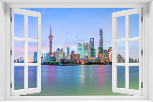 Fototapeta Naklejka Na Ścianę Okno 3D - Shanghai skyline and modern urban buildings at sunrise,panoramic view.