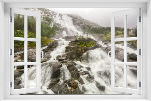 Fototapeta Naklejka Na Ścianę Okno 3D - Waterfall Langfoss ( Etne), Norway