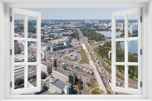 There is an aerial view of traffic jam in the city