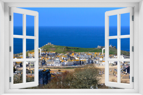 Fototapeta Naklejka Na Ścianę Okno 3D - St Ives fishing harbour with the Island in the background. Whilst known as the Island, it is in fact a peninsula