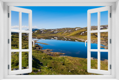 Fototapeta Naklejka Na Ścianę Okno 3D - View of Skjelingavatnet lake, Vik i Sogn, Norway. July 2019