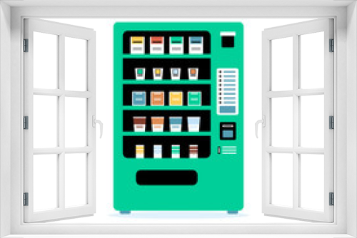 Fototapeta Naklejka Na Ścianę Okno 3D - Teal green vending machine - flat isolated vector illustration.