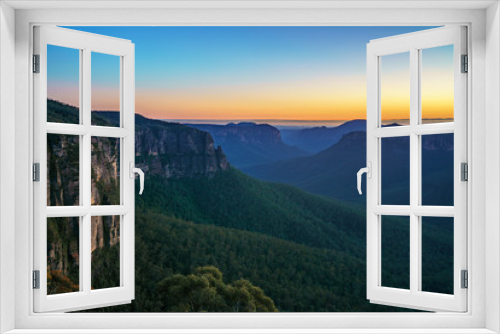 Fototapeta Naklejka Na Ścianę Okno 3D - blue hour at govetts leap lookout, blue mountains, australia 20