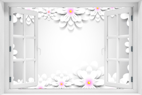 Fototapeta Naklejka Na Ścianę Okno 3D - Paper cut art flowers background