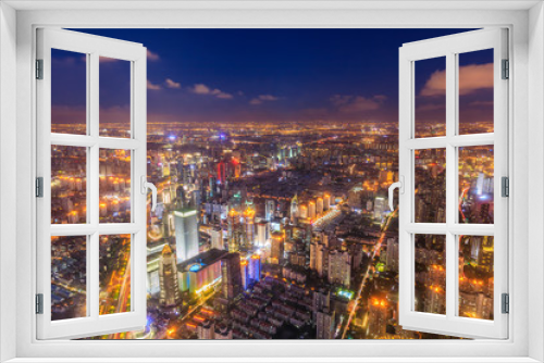 Fototapeta Naklejka Na Ścianę Okno 3D - Aerial view and skyline of Shanghai cityscape