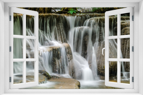 Fototapeta Naklejka Na Ścianę Okno 3D - Beautiful waterfall in Thailand. (Huay Mae Kamin Waterfall) at Kanchanaburi Thailand.