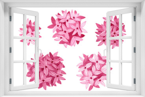 Fototapeta Naklejka Na Ścianę Okno 3D - Watercolor clip art set of lilac flowers in pink