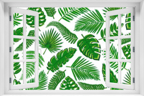 Fototapeta Naklejka Na Ścianę Okno 3D - Tropical leaves background. Collection icon tropical leaves. Vector