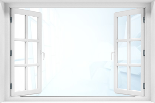Abstract white interior with window. 3D illustration and rendering.