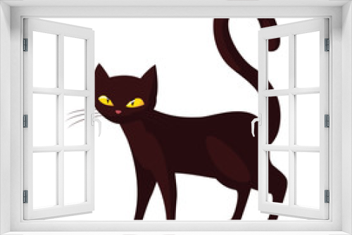 Fototapeta Naklejka Na Ścianę Okno 3D - black cat happy halloween celebration design