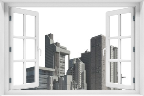 Fototapeta Naklejka Na Ścianę Okno 3D - Futuristic buildings isolated on white background 3D Illustration