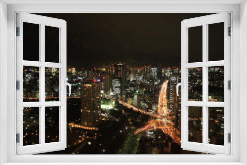 Fototapeta Naklejka Na Ścianę Okno 3D - Street views from Tokyo Tower by night, in Japan