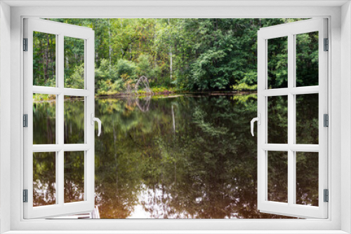 Fototapeta Naklejka Na Ścianę Okno 3D - Panorama of the forest lake.