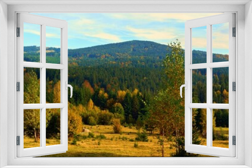 Fototapeta Naklejka Na Ścianę Okno 3D - landscape with yellowed trees