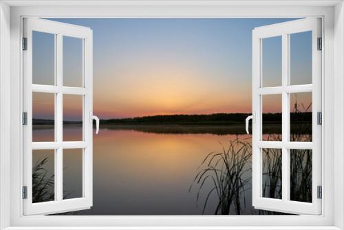 Fototapeta Naklejka Na Ścianę Okno 3D - Beautiful morning landscape of shores of lake 