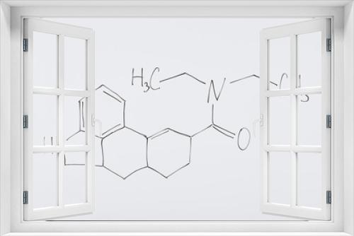 top view of white board with chemical formula in laboratory