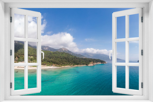 Fototapeta Naklejka Na Ścianę Okno 3D - Landscape with amazing Paradise Beach on Thassos, Aegean Sea, Greece
