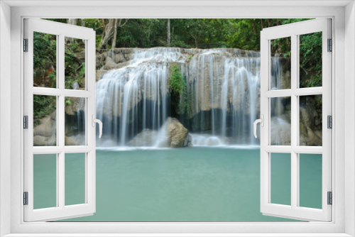 Fototapeta Naklejka Na Ścianę Okno 3D - Erawan Waterfall