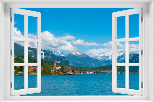 Fototapeta Naklejka Na Ścianę Okno 3D - Lake Brienz with a view of Brienz