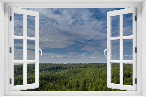 Fototapeta Naklejka Na Ścianę Okno 3D - Wolken über sommerlichem Wald - Luftbild