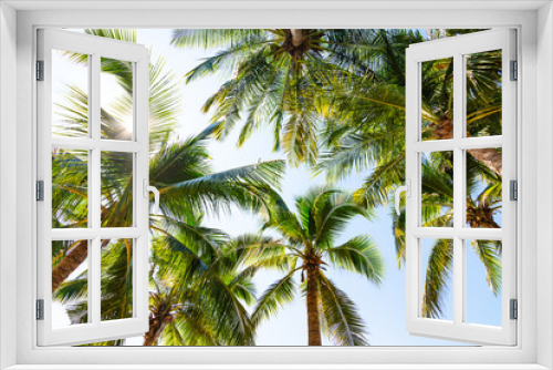 Fototapeta Naklejka Na Ścianę Okno 3D - Tropical beach with coconut palm trees at pattaya thailand