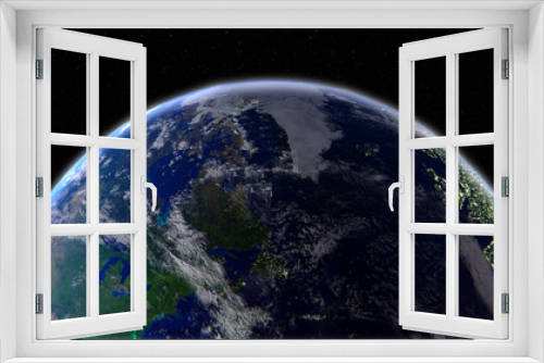 Fototapeta Naklejka Na Ścianę Okno 3D - Earth, 4k, upper hemisphere, CGI, city lights