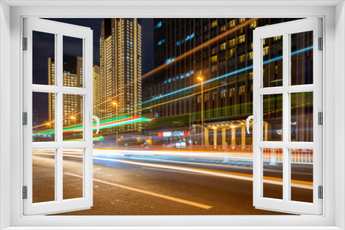 Fototapeta Naklejka Na Ścianę Okno 3D - abstract image of blur motion of cars on the city road at night