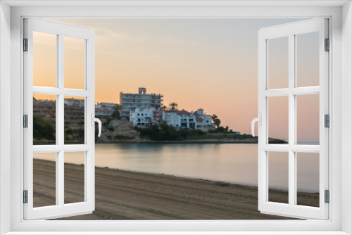 Fototapeta Naklejka Na Ścianę Okno 3D - View of Altafulla, Tarragona, Spain. Beach in summer on the Sunset.