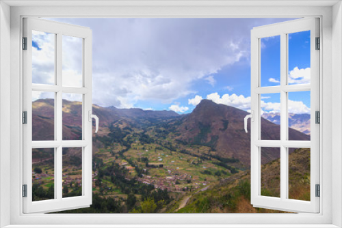 Fototapeta Naklejka Na Ścianę Okno 3D - Panoramic landscape in the Sacred Valley of the Incas, Pisac, Peru.
