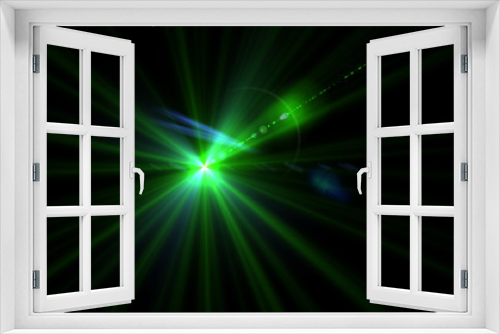 Fototapeta Naklejka Na Ścianę Okno 3D - Bright green light lense flare