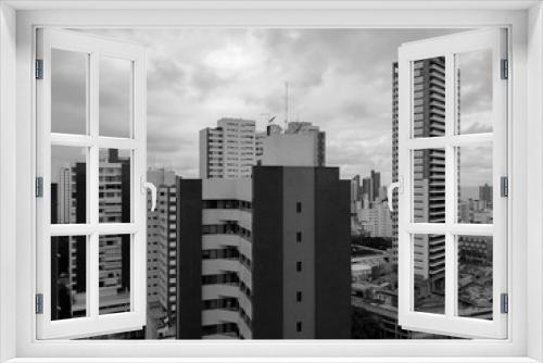 Fototapeta Naklejka Na Ścianę Okno 3D - View of buildings in Salvador city in Bahia (black and white)