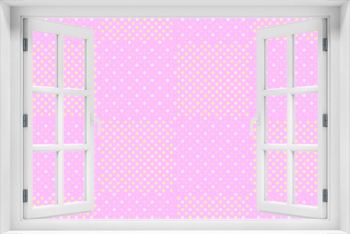 Fototapeta Naklejka Na Ścianę Okno 3D - Small polka dots seamless background. White and yellow polka dots on pink background