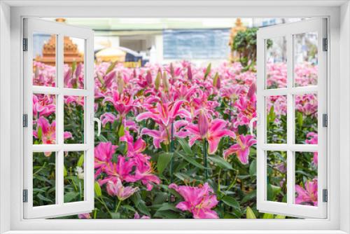 Fototapeta Naklejka Na Ścianę Okno 3D - Lily flower bouquet in blossom garden