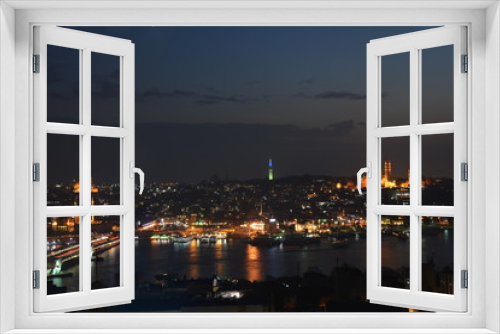 Fototapeta Naklejka Na Ścianę Okno 3D - Panorama Istanbul de nuit Turquie