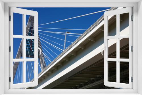 Fototapeta Naklejka Na Ścianę Okno 3D - Bridge detail with geometrical structures (Megyeri Bridge, Hungary)