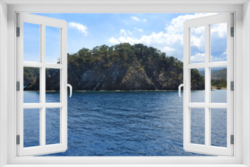Fototapeta Naklejka Na Ścianę Okno 3D - View of the islands near Marmaris. Sandy beaches, mountain landscapes. This is the largest resort of the Aegean coast of Turkey.