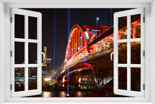 Fototapeta Naklejka Na Ścianę Okno 3D - Brücke bei Nacht in Japan