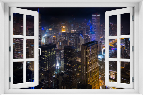 Fototapeta Naklejka Na Ścianę Okno 3D - Cityscape at nightlight in Chicago,USA