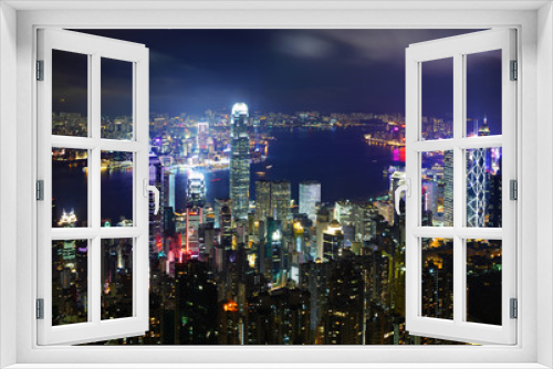 Fototapeta Naklejka Na Ścianę Okno 3D - Hong Kong cityscape at night