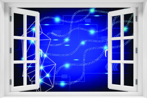 Visual Human Big Data Background. Artificial intelligence Cyber Concept. Machine learning Concept. Data Transfer binary data form head side view