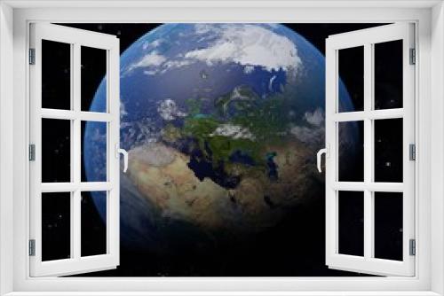 Fototapeta Naklejka Na Ścianę Okno 3D - Planet Earth. Europe in center with city lights in dark areas