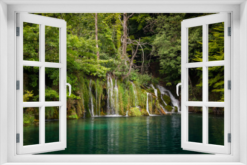 Fototapeta Naklejka Na Ścianę Okno 3D - Amazing waterfalls in the forest in Plitvice lakes National Park, Croatia. Nature landscape