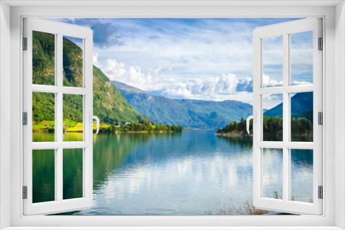 Fototapeta Naklejka Na Ścianę Okno 3D - Panoramic  view of Sognefjord, one of the most beautiful fjords in Norway