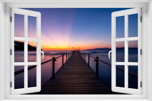 Fototapeta Naklejka Na Ścianę Okno 3D - Steg Meer Sonnenuntergang