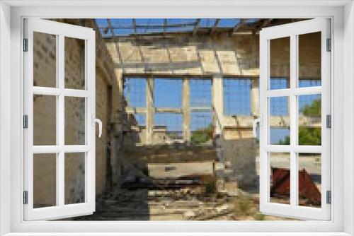 Fototapeta Naklejka Na Ścianę Okno 3D - old house under construction abandon prison Goli otok