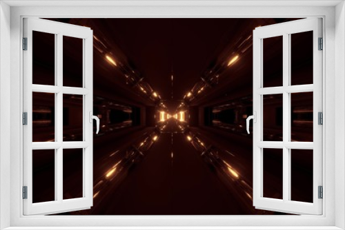 Fototapeta Naklejka Na Ścianę Okno 3D - dark futuristic scifi tunnel corridor 3d rendering background wallpaper
