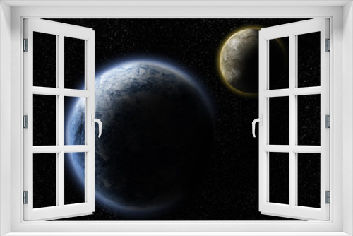 Fototapeta Naklejka Na Ścianę Okno 3D - Due pianeti tra le stelle