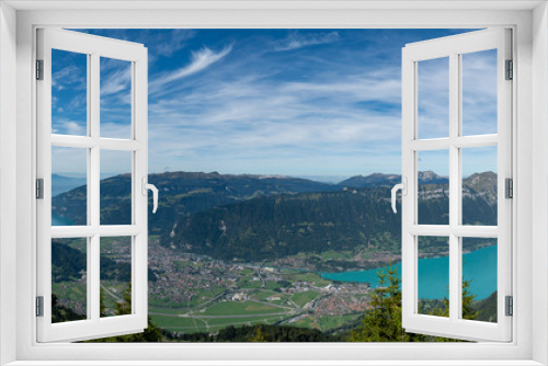Fototapeta Naklejka Na Ścianę Okno 3D - Aussicht von der Schyninge Platte auf Interlaken mit dem Brizersee und Thunersee an einem wunderschönen Sommertag